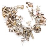 A heavy silver charm bracelet