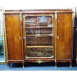 French walnut breakfront display bookcase