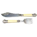 Victorian sterling silver and Ivory fish servers