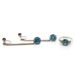 Silver and topaz earrings and ring set