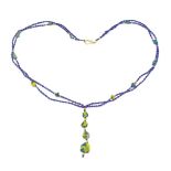 Nepalese lapis and coloured glass necklace