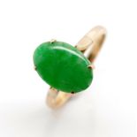 Jade and 14ct rose gold ring