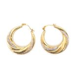 Two tone 9ct gold creole hoop earrings