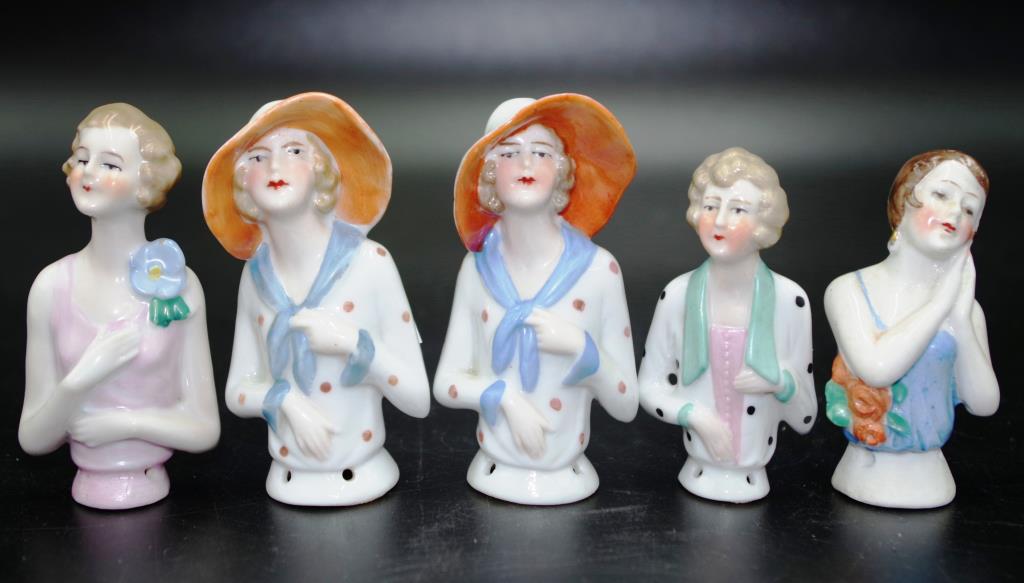 Five various German half dolls in 1920's dress - Image 5 of 5