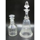 C19th faceted bell shape cut crystal decanter