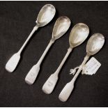 Four Irish sterling silver mustard spoons
