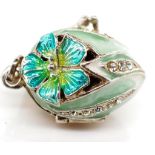 Russian silver and enamel flower locket