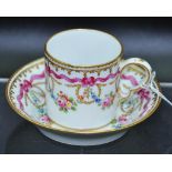 Antique Nyon Swiss porcelain can & saucer