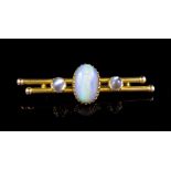 Antique 15ct gold, opal and moonstone set brooch
