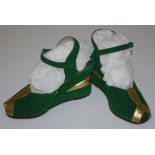 Pair of vintage green suede ladies shoes