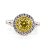 Sterling silver and yellow gemstone ring