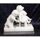 Victorian alabaster Playing Children figure