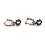 Pandora silver hoop flower earrings