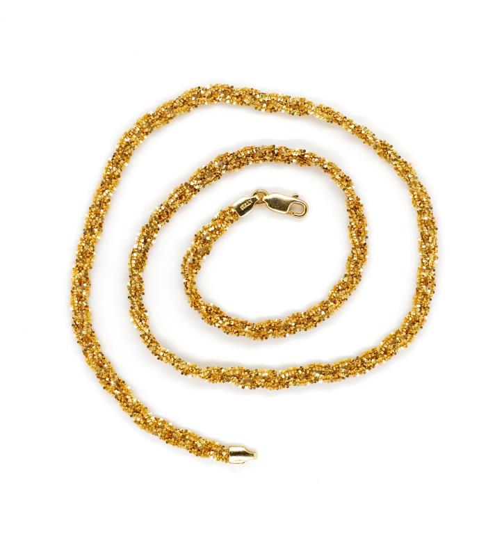 9ct yellow gold rope twist necklace