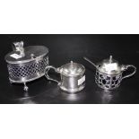 Three various vintage sterling silver mustard pots