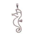 Diamond and 18ct white gold seahorse pendant