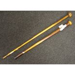 Two Mulga wood walking sticks