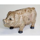 Vintage painted cast iron pig money box