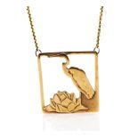 9ct rose gold heron pendant