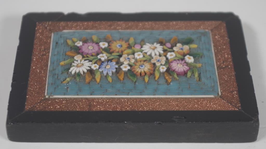 Antique micro mosaic paperweight plaque - Image 2 of 2