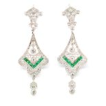 Diamond, emerald and 18ct gold chandelier earrings