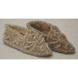 Pair of Victorian beadwork christening shoes