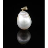 Cultured white pearl pendant