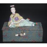 Chinese polychrome porcelain figural snuff bottle