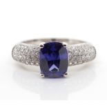 Sterling silver and purple blue gemstone ring