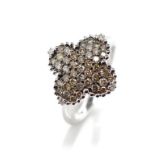 Cognac and white diamond quatrefoil ring