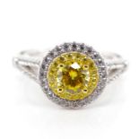 Sterling silver and yellow gemstone ring