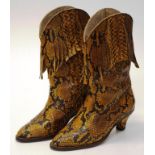 Pair of brown/black snakeskin cowgirl boots