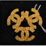 Chanel Vintage Gold Plated 3 CC Brooch