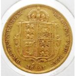 Australian 1891 half gold sovereign coin