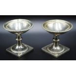 Pair of French silver stemmed salt cellars