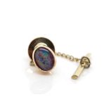 9ct rose gold and opal triplet tie tack
