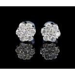 1.00ct Diamond cluster stud earrings