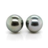 Tahitian pearl and 18ct white gold stud earrings