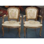 Pair of Louis XV style armchairs