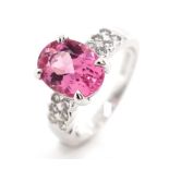 2.80ct Pink tourmaline, diamond and platinum ring