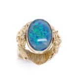 Opal triplet and 9ct yellow gold Modernist ring