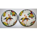 Pair of art deco Royal Doulton Flamingo bowls