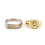 Two diamond set 9ct gold rings