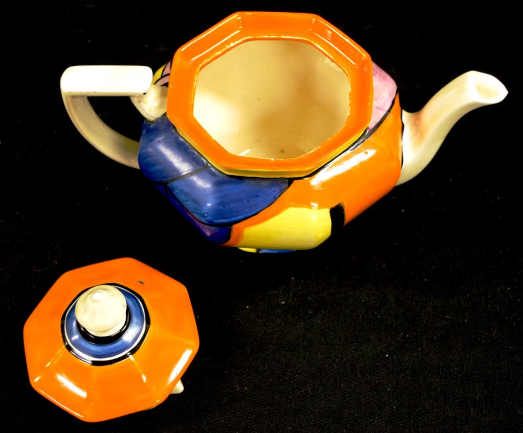 Rare Clarice Cliff Bizarre "sunray" teapot - Image 3 of 4