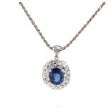 1.65ct Sapphire and diamond set 18ct gold pendant