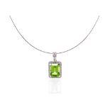 2.30ct Peridot, diamond and 18ct gold pendant