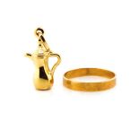 18ct gold wedding band and charm