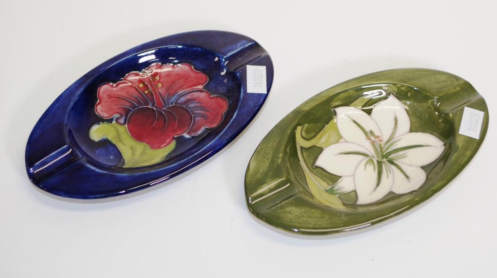 Two Moorcroft earthenware ashtrays