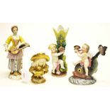 Four various Italian "Naples" ceramic figures