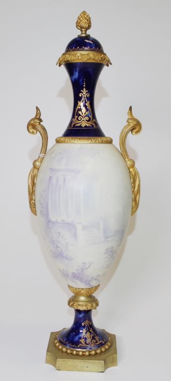 Sevres style ornamental lidded vase - Image 6 of 6